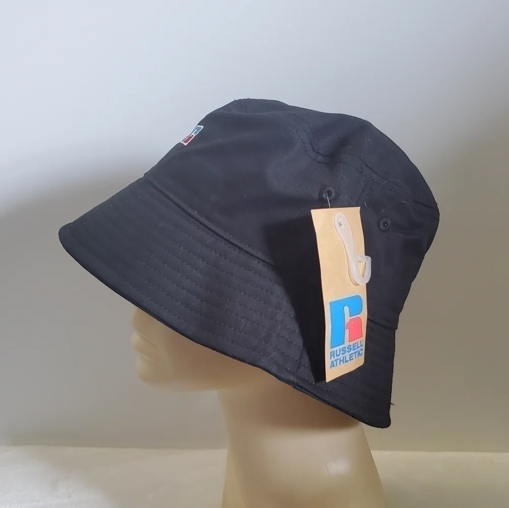 𝅺NWT Russell Athletic Black Festy Adult Unisex Bucket Hat Cap